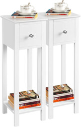 Yaheetech White Slim Bedside Table Set Of 2, Narrow Wooden Nightstand
