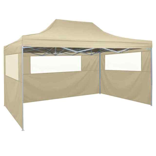 Foldable Tent With 3 Walls 3x4.5 M Cream Vidaxl