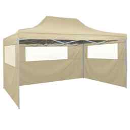 Foldable Tent With 3 Walls 3x4.5 M Cream Vidaxl