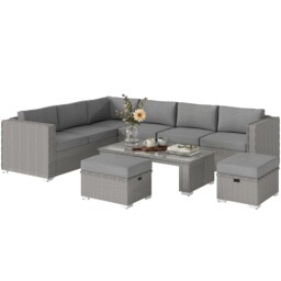Outsunny 6pc Pe Rattan Corner Sofa Set Outdoor Conservatory Furniture