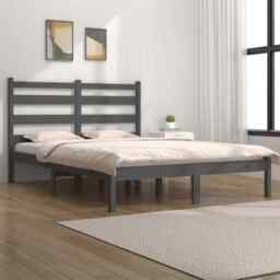 Bed Frame Grey Solid Wood Pine 200x200 Cm Vidaxl