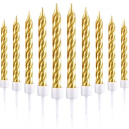 Blulu 50 Pieces Spiral Birthday Candles Metallic Cake Cupcake 2 Cm,