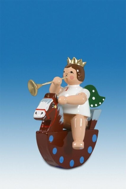Angel Figure On Rocking Horse With Trumpet Without Crown Height Ca 6