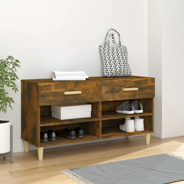 Modern Wooden Shoe Storage Cabinet Unit Organiser With 2 Drawers 4