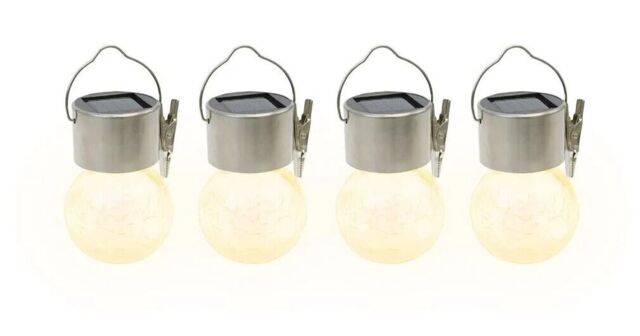 4 X Hanging Crackle Ball Lights - Solar Powered - No Cables