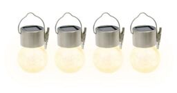4 X Hanging Crackle Ball Lights - Solar Powered - No Cables