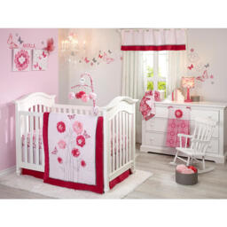 Butterfly Bouquet 4 Piece Crib Bedding Set By Nojo-pink Newborn