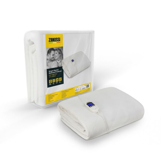 Zanussi Electric Heated Blanket Single With 9 Heat Settings And Timer,