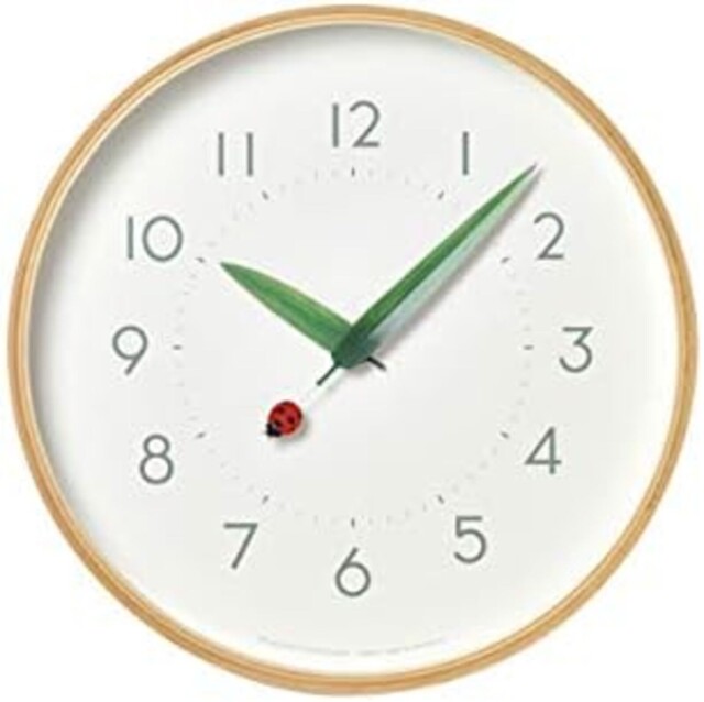 Lemnos Wall Clock Analog Natural Wooden Hanging Tent Ladybug Perch