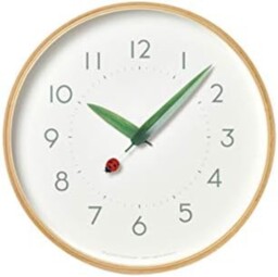 Lemnos Wall Clock Analog Natural Wooden Hanging Tent Ladybug Perch