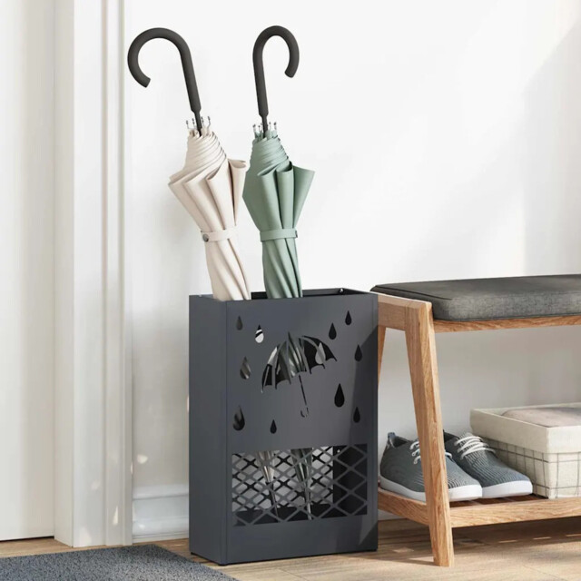 Umbrella Stand With Storage Anthracite 28 X 12 X 41 Cm Steel Vidaxl