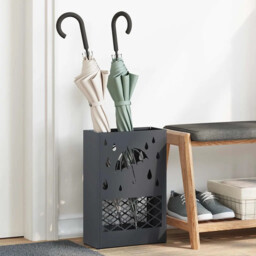 Umbrella Stand With Storage Anthracite 28 X 12 X 41 Cm Steel Vidaxl