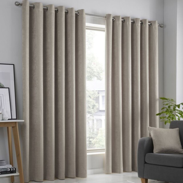 Fusion Strata Woven Eyelet Lined Curtains