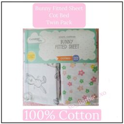 Baby Bunny Fitted Sheet Cotbed Twin Pack 100% Cotton