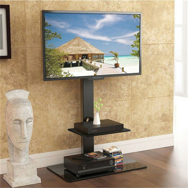 Cantilever Tv Stand With Mount Bracket 2 Shelves For 32 - 65 Inch