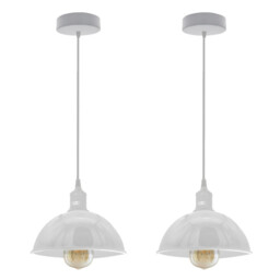 Pendant Light 2-pack White Metal Dome 21cmx115cm Vintage E27 Indoor