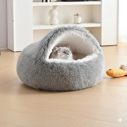 Dog Cat Bed Hooded Kitten Pet Cosy Cave Soft Calming Igloo Cozy Plush
