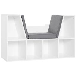 Homcom Bookcase Storage Reading Seat Unit Kids Adults Six Cubes