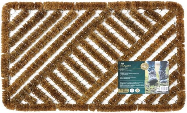 Jvl Boston Natural Coir Steel Scraper Entrance Door Mat 39 X 59cm