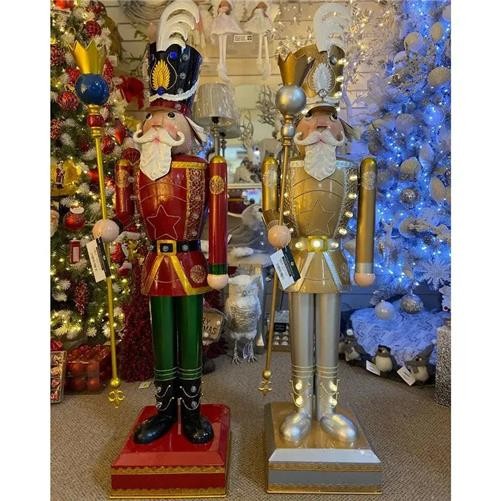 Three Kings In-lit Giant Traditional Nutcracker White & Gold 119cm