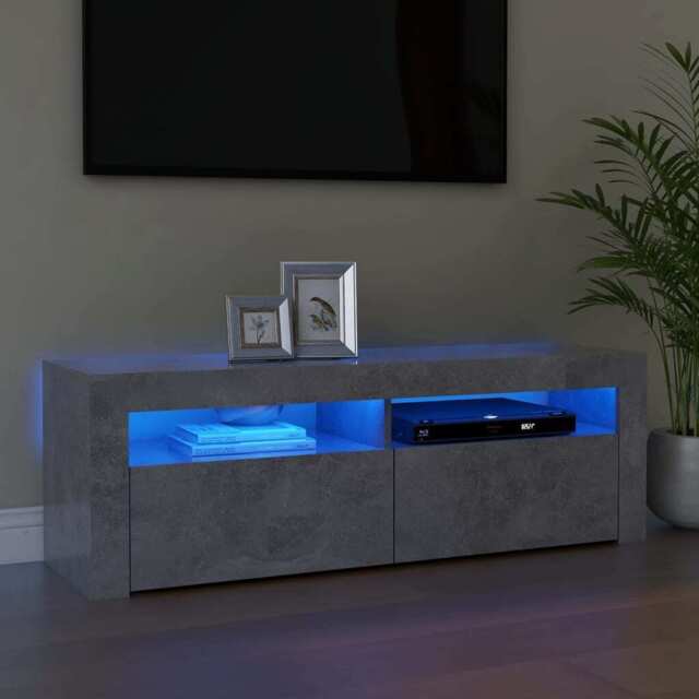 Tv Cabinet With Led Lights Concrete Grey 120x35x40 Cm Vidaxl