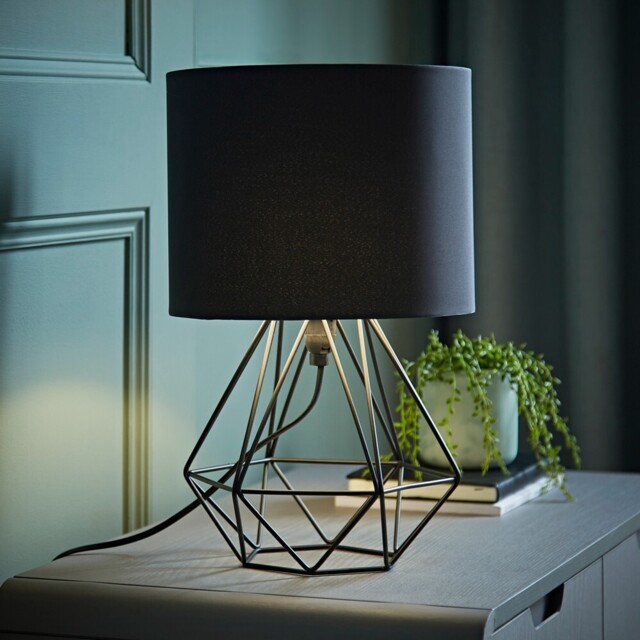 Bedside Table Lamp Industrial Metal Living Room Desk Light Geometric