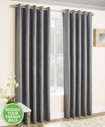 Thermal Eyelet Lined Pair Curtains Enhanced Living Vogue Grey