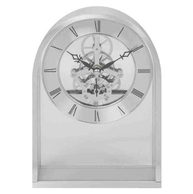 Widdop Silver Arch Skeleton Movement Mantel Clock W2855s