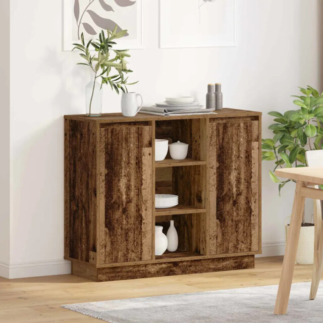 Sideboard With Shelf Old Wood 90 X 32 X 75 Cm Engineered Wood Vidaxl