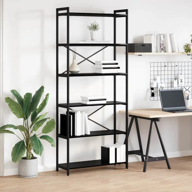 Bookcase Black Oak 80 X 30 X 188 Cm Engineered Wood Vidaxl