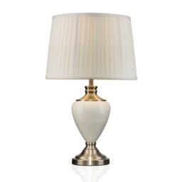 Table Lamp Hepburn Large Ceramic Ivory Pleated Shade Cream Brass