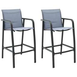 Garden Bar Chairs 2 Pcs Grey Textilene Vidaxl