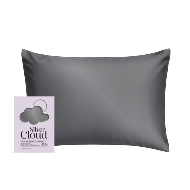 Silver Cloud Charcoal Satin Pillowcase Infused With Silver Ions -size