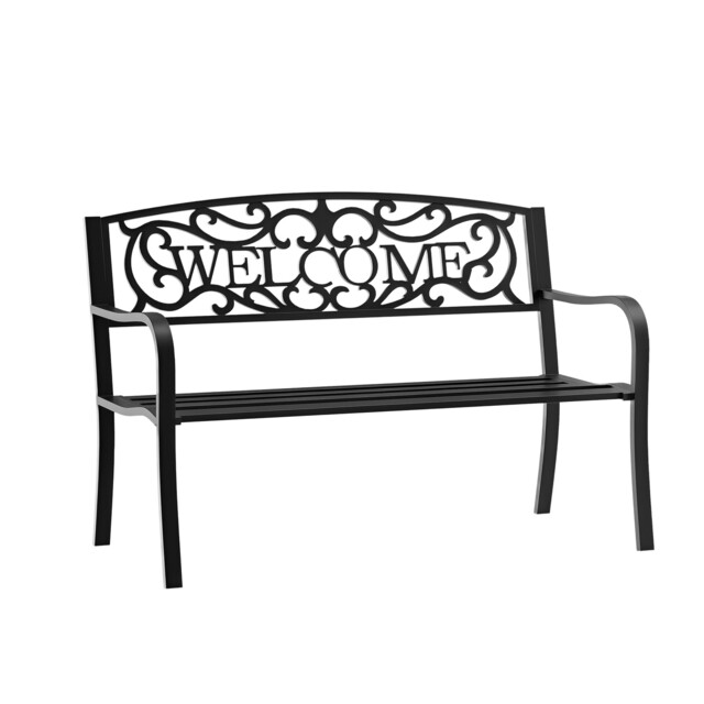 Outsunny Garden Bench Double Seat Park Steel Chair Garden Outdoor