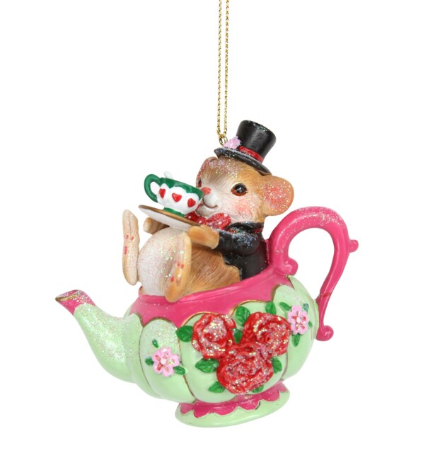 Gisela Graham Alice Wonderland Dormouse Hanging Christmas Tree