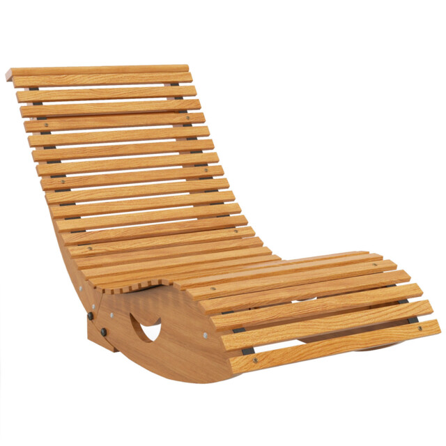 Outdoor Rocking Chair Teak 130x60x60cm Fir Pine Wood Slatted S-design