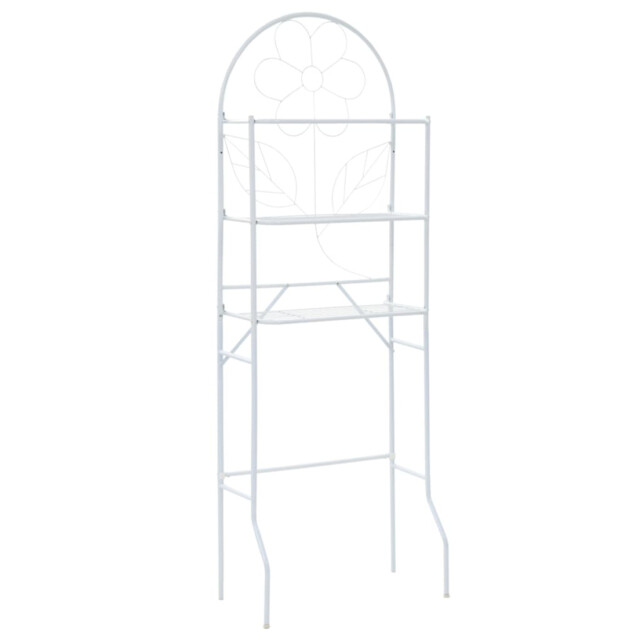 Toilet Rack White Steel 60x33x174cm 3-shelf Floral Design Over-washer
