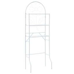 Toilet Rack White Steel 60x33x174cm 3-shelf Floral Design Over-washer