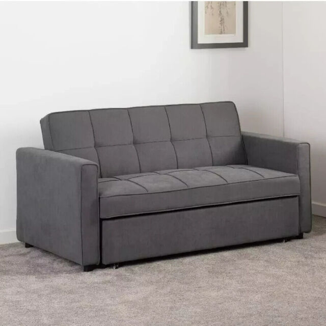 Astoria Sofa Bed Pull Forward Metal Action In Grey Fabric