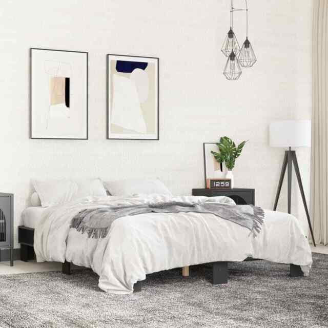 Bed Frame Black 150x200 Cm King Size Engineered Wood And Metal Vidaxl