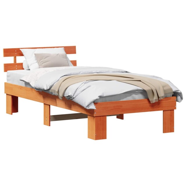 Bed Frame With Headboard Solid Pine Wood Bedroom Furniture Modern