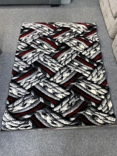 "Red Grey Modern Stylish Rug 120cm X 170cm (47"" X 67"") 3509"