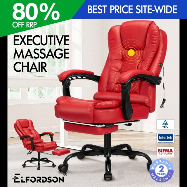 Elfordson Massage Office Chair Padded High Back Recline Footrest