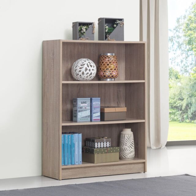 Essentials Bookcase Low Wide In Sonoma Oak By Tad