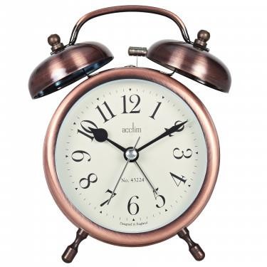Alarm Clock Antique Brass Double Bell Metal Compact Vintage Style