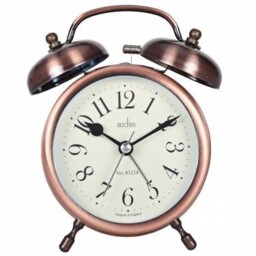 Alarm Clock Antique Brass Double Bell Metal Compact Vintage Style