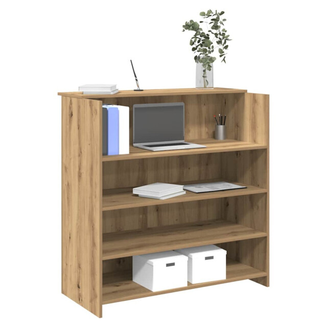 Reception Desk White Engineered Wood 100x50x103.5 Cm High Counter With