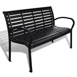 Garden Bench Black Steel & Wpc 125cm 3-seater Weatherproof Outdoor