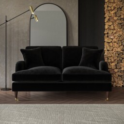 Black Velvet 2 Seater Sofa - Payton Sof109