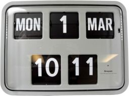 Grayson Grey Digital Retro Calendar Wall Flip Clock Bank Shop Bnib -